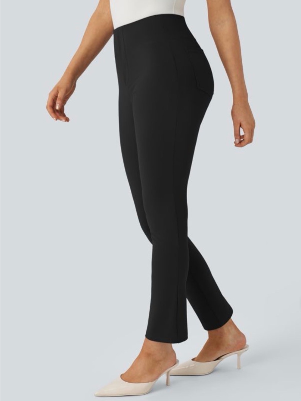 EUC HALARA Black High Waisted Pocket Tapered Work Pants 7/8 length